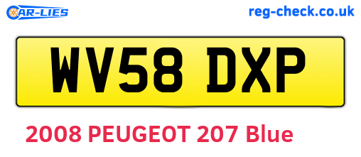 WV58DXP are the vehicle registration plates.