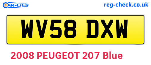 WV58DXW are the vehicle registration plates.