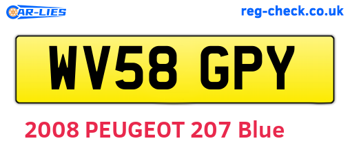 WV58GPY are the vehicle registration plates.