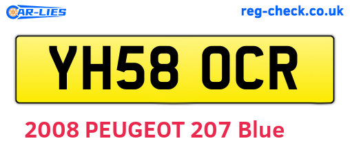 YH58OCR are the vehicle registration plates.