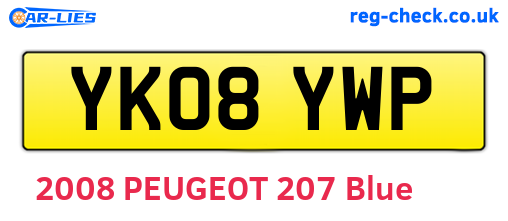 YK08YWP are the vehicle registration plates.