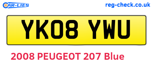 YK08YWU are the vehicle registration plates.