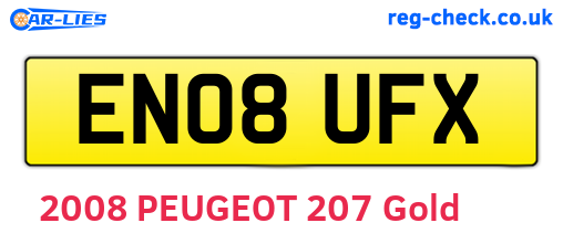 EN08UFX are the vehicle registration plates.