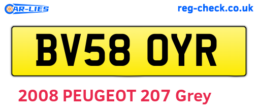 BV58OYR are the vehicle registration plates.