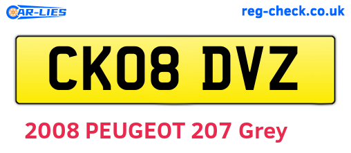 CK08DVZ are the vehicle registration plates.