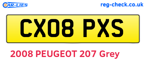 CX08PXS are the vehicle registration plates.