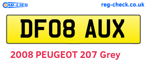 DF08AUX are the vehicle registration plates.