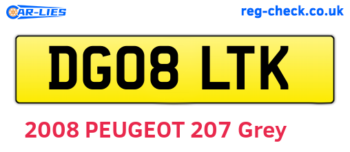 DG08LTK are the vehicle registration plates.