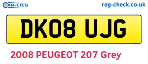 DK08UJG are the vehicle registration plates.