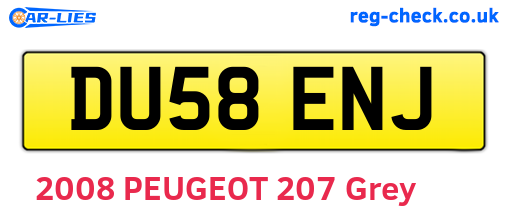DU58ENJ are the vehicle registration plates.