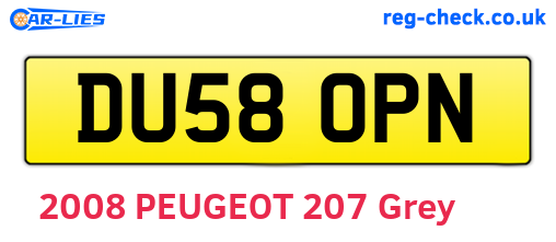 DU58OPN are the vehicle registration plates.