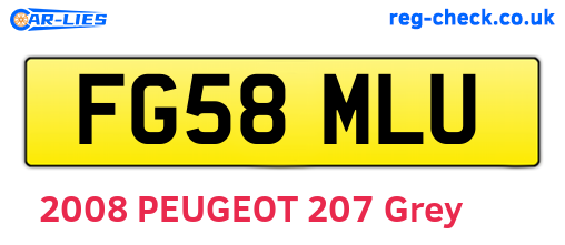 FG58MLU are the vehicle registration plates.
