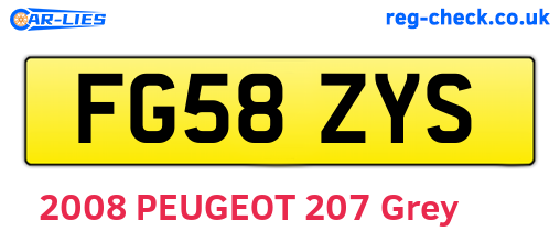 FG58ZYS are the vehicle registration plates.