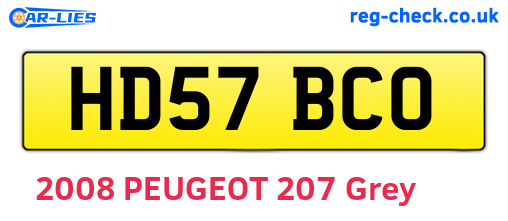 HD57BCO are the vehicle registration plates.