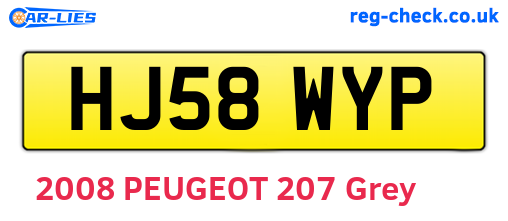 HJ58WYP are the vehicle registration plates.