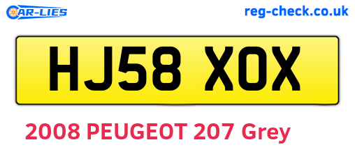 HJ58XOX are the vehicle registration plates.