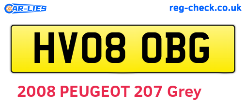 HV08OBG are the vehicle registration plates.