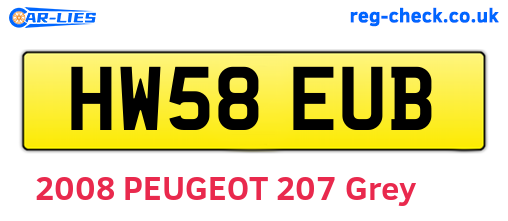 HW58EUB are the vehicle registration plates.