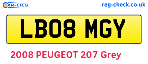 LB08MGY are the vehicle registration plates.