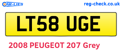 LT58UGE are the vehicle registration plates.