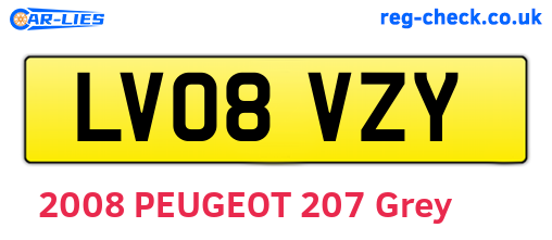LV08VZY are the vehicle registration plates.