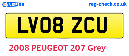 LV08ZCU are the vehicle registration plates.