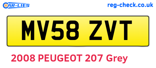 MV58ZVT are the vehicle registration plates.