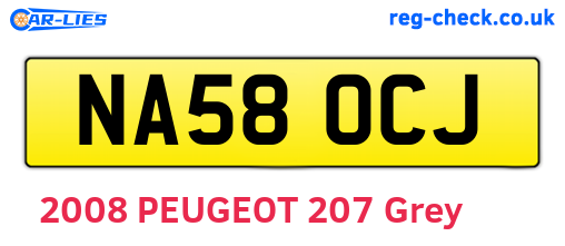 NA58OCJ are the vehicle registration plates.