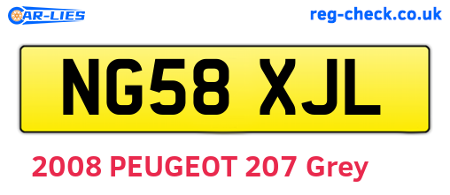 NG58XJL are the vehicle registration plates.