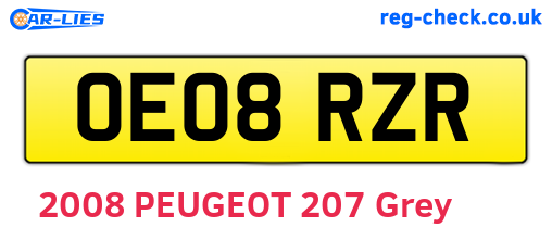 OE08RZR are the vehicle registration plates.