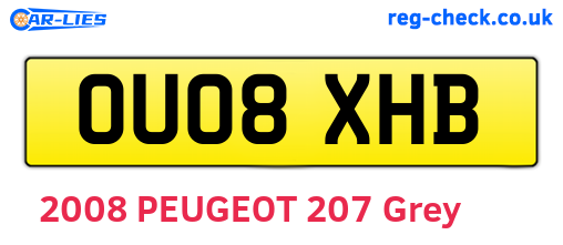 OU08XHB are the vehicle registration plates.