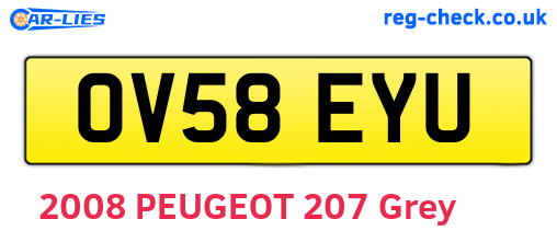 OV58EYU are the vehicle registration plates.