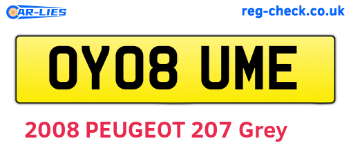 OY08UME are the vehicle registration plates.