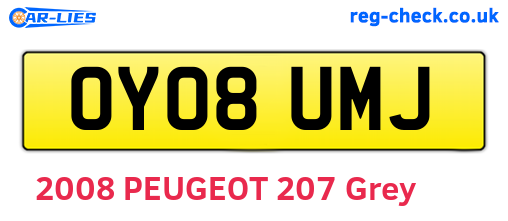 OY08UMJ are the vehicle registration plates.