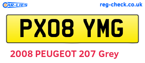 PX08YMG are the vehicle registration plates.