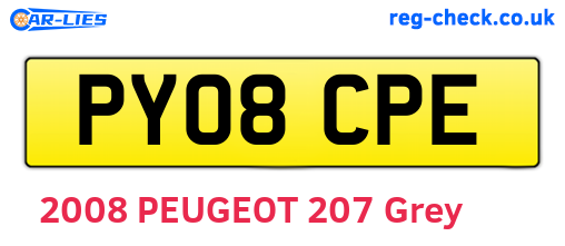 PY08CPE are the vehicle registration plates.