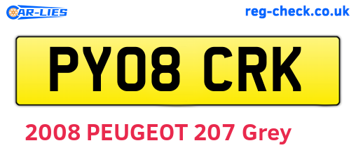 PY08CRK are the vehicle registration plates.
