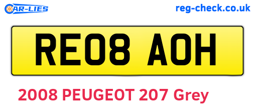 RE08AOH are the vehicle registration plates.