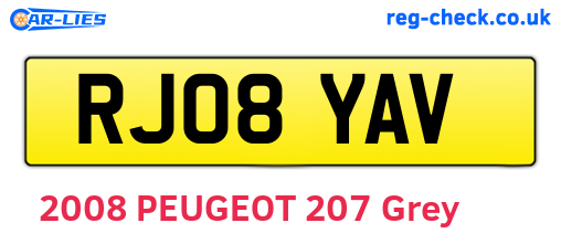 RJ08YAV are the vehicle registration plates.