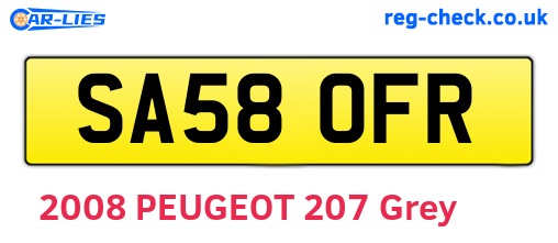 SA58OFR are the vehicle registration plates.