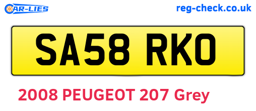 SA58RKO are the vehicle registration plates.