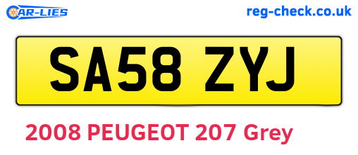 SA58ZYJ are the vehicle registration plates.