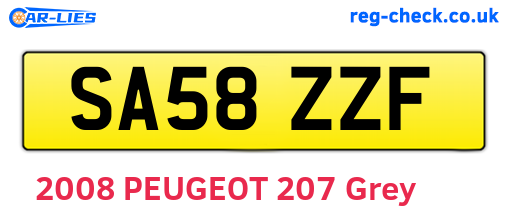 SA58ZZF are the vehicle registration plates.