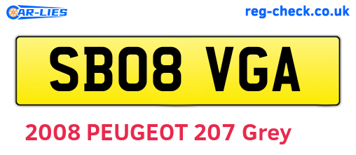 SB08VGA are the vehicle registration plates.