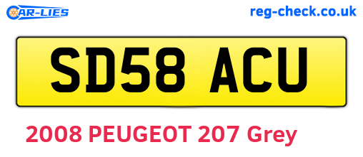 SD58ACU are the vehicle registration plates.