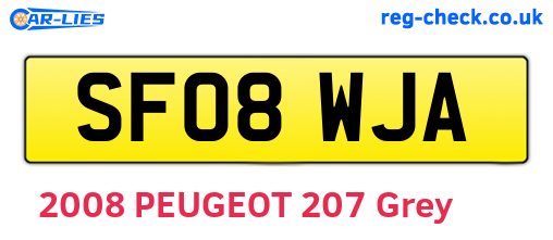 SF08WJA are the vehicle registration plates.