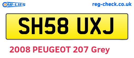 SH58UXJ are the vehicle registration plates.