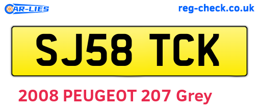 SJ58TCK are the vehicle registration plates.
