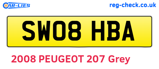 SW08HBA are the vehicle registration plates.