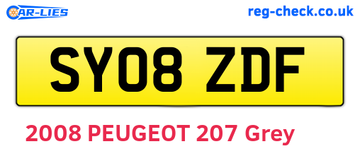 SY08ZDF are the vehicle registration plates.